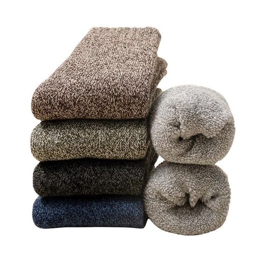 Chaussettes Thermiques Homme En Laine Épaisse - 5 Paires Pour Hiver - Taille 39-43 Eu - Semelles Douces Et Respirantes - Idéales Randonnée Et Sport,