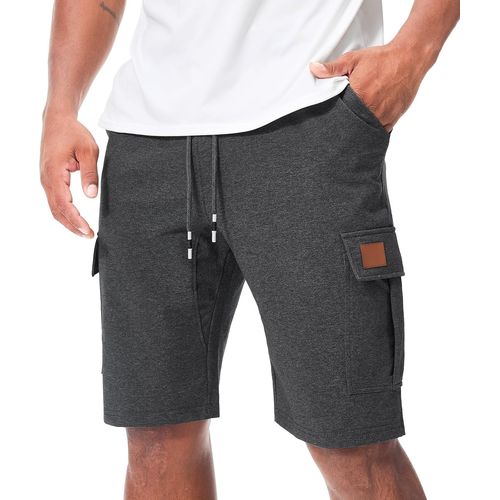Cauc-Short Sport Cargo Homme Pantalon Coton Running Bermudas Pantalon Court Décontracté D'été Avec Poches