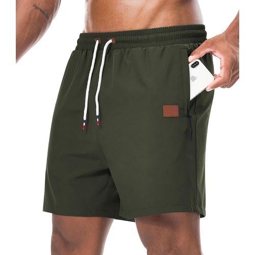 Cauc-Homme Shorts Running Sport Short De Course À Pied Gym Jogging Légers Avec Poches Zippées