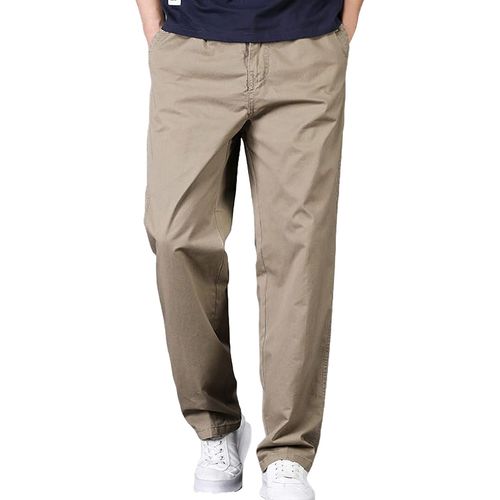Cauc-Homme Coupe Droite Taille Élastique Pantalon Chino Casual Pantalon De Travail En Coton Avec 4 Poches