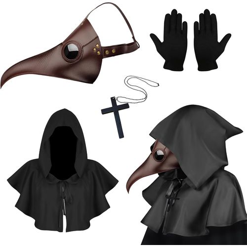 Cauc-Masque Gothique De Médecin De La Peste, Masque Rétro De Style Steampunk Pour Cosplay, Masque À Bec Et Gants Noirs, Accessoires Pour Déguisement D¿Halloween