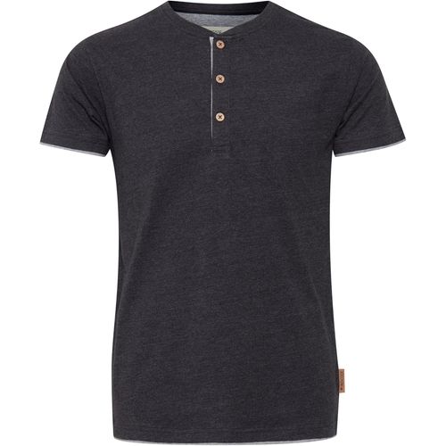 Cauc-Idtony Homme T-Shirt À Manches Courtes Col Tunisien Mélange De Coton Regular Fit