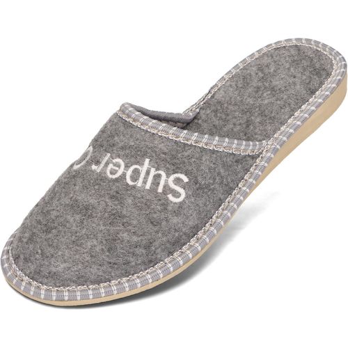 Cauc-Pantoufles Femmes Chaussons Légers En Feutre Avec Fleurs Brodées En Gris 36-41 Eu