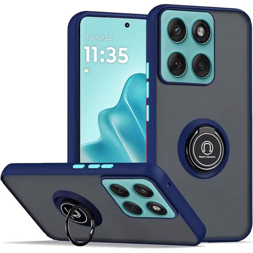 CAUC-Coque pour Motorola Edge 60 Fusion Bleu Royal avec Anneau Stand Case,PC+TPU Housse Étuis de Protection Coque Antichoc