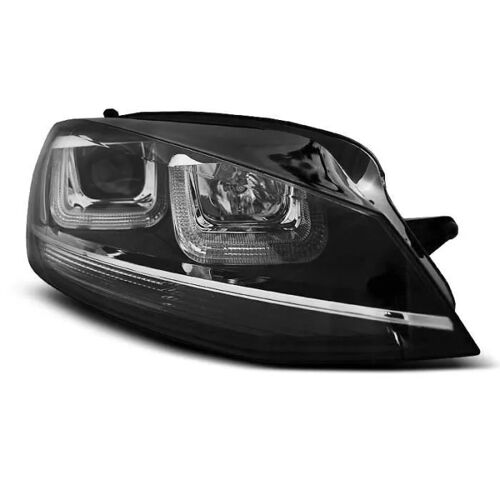 Paire De Feux Phares Vw Golf 7 12-17 Daylight Led U-Type Noir Avec Ligne Chrome (Wm1)
