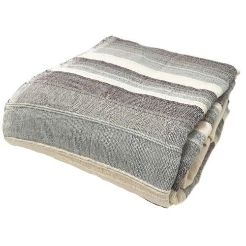Tendance Perso - Plaid Jeté De Canapé / Jeté De Lit Tissé - Akola - 125x150 Cm - Gris - 100% Coton - Grand Boutis En Camaïeu