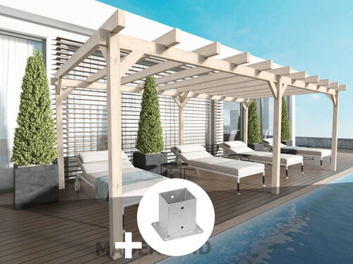 Pergola En Bois Lamellé-Collé Marseille 1000 X 500 Cm + 6 Supports Poteaux - Maderland