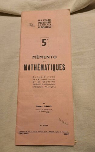 Mémento De Mathématiques 1959