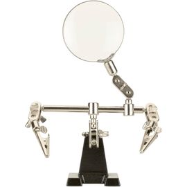 Support À Double Bras Salki – Support Universel En Métal Pour Fers À Souder Électriques Avec Loupe Intégrée Et Bras Articulé 8500090 Vert