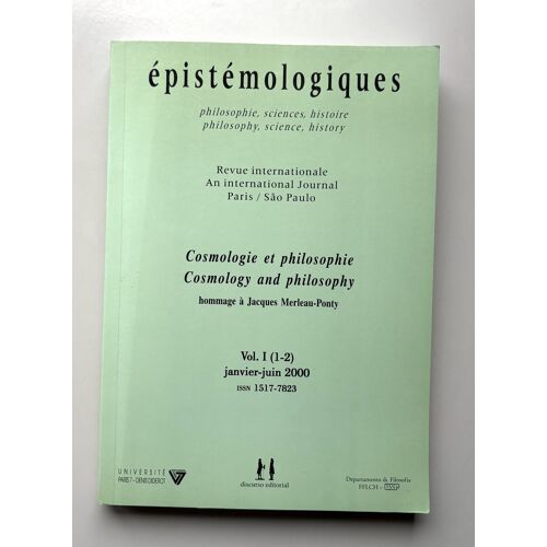Epistémologiques Vol 1 (1-2) Janvier-Juin 2000 : Cosmologie Et Philosophie