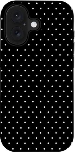 JGD-Coque pour iPhone 16 - Étui de Téléphone Protection Rigide et Silicone Souple 2 en 1 Housse avec Esthétique Polka Dot Motif Antichoc Anti Rayures Case pour Femmes Filles - Noir