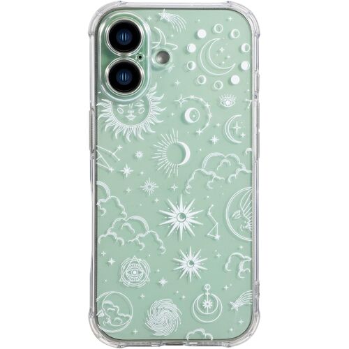 KALANKA-Coque iPhone 17, Housse Silicone TPU Transparente Souple Doux et Antichoc, Étui avec Motif Dessin Fantaisie pour iPhone 17 - Lune Étoile