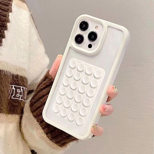 KALANKA-Coque pour iPhone 16 Pro Max Transparente Housse Clear Ultra Fine Silicone Souple Étui avec Ventouse Amovible Antichoc Pare-Chocs TPU Bumper Case Cover-Blanc