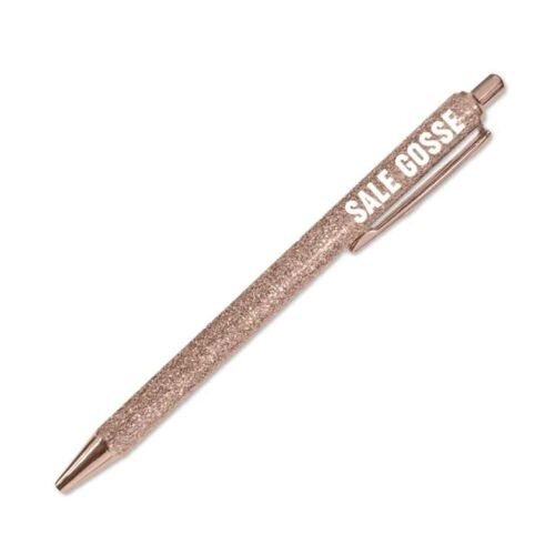 STYLO BILLE PAILLETTES SALE GOSSE 14CM OR ROSE