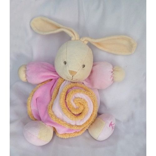 Doudou Peluche Lapin Lollies Beige Corps Rose Spirale Orange Kaloo