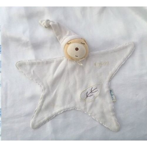 Doudou Ours Plat Étoile Écru Et Beige Bonnet Feuille Kaloo
