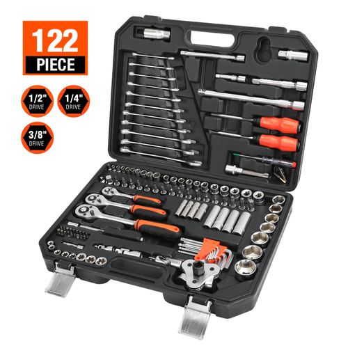 Clés à Cliquet et Embouts Professionnels en Cr-V ValueMax Coffret de Douilles pour Réparation Voiture Auto Mécanique avec Malette 122 Pièces