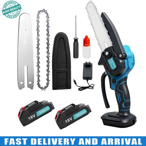 Mini scie électrique,Tronçonneuse électrique portable sans fil,Équipée de 2 batteries de 3000 mAh,Scie compacte à main alimentée par batterie,Pour la coupe de bois, l'élagage d'arbres et le jardinage