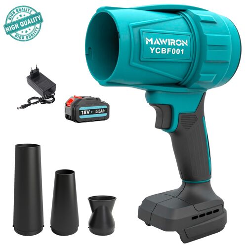 Aspirateur souffleur, souffleur de feuilles avec collecteur de poussière, souffleur de jardin électrique avec 2 batteries 5,5 Ah pour pelouse, cour, garage, feuilles, neige, poussière et débris.