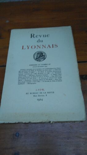 Revue Du Lyonnais N° Xv Juillet-Septembre 1924,