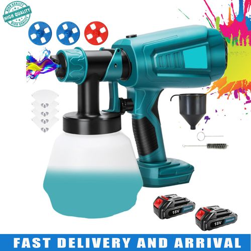 Pistolet à peinture, pulvérisateur de peinture HVLP sans fil, pistolet à peinture portable ,2 batteries 3.0 Ah, contrôle du débit réglable, pour la peinture de maisons, clôtures, armoires, murs, etc.