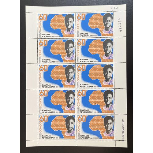 Congo 1978 Yt 514 Planche Sheet Kwame N'krumah Personnalite Politique Ghana Independance Leader Africain