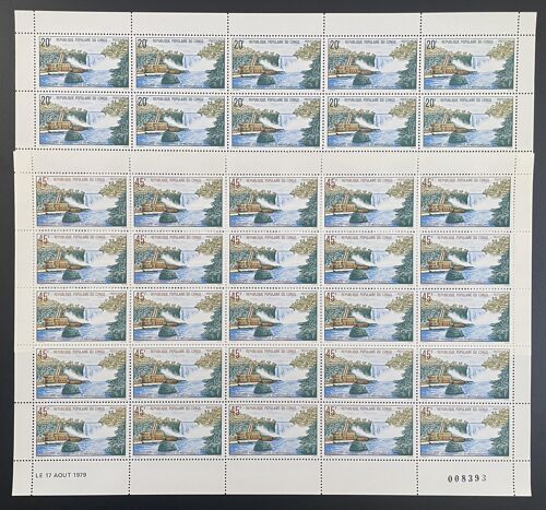 Congo 1979 Yt 558-559 Planche Sheet Chutes D'eau Waterfall Industrie Amenagement Hydroelectrique Barrage Moukoukoulou
