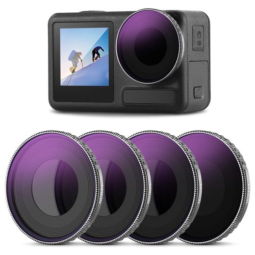 Neewer Lot De 4 Filtres Nd/Pl Compatible Avec Dji Osmo Action 4/Action 5 Pro,Visser Nd8/Pl+Nd16/Pl+Nd32/Pl+Nd64/Pl Kit De Filtres Pour Caméra D'Action Verre Optique Hd Multicouche, Fl-A14