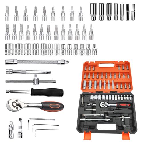 Ensemble D'Outils Mécaniques Pour Les Réparations De Base, Kit D'Outils De Voiture Hi-Spec 53 Pcs, Kit D'Outils De Réparation À Domicile Avec Pinces, Clé À Ratchet, Prises Et Bits De Tournevis