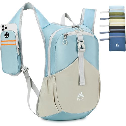 Sac a Dos Randonnee 15L Petit pour Femme Homme, Sac Journee Pliable Leger Casual pour Camping Voyage Plein air, Bleu