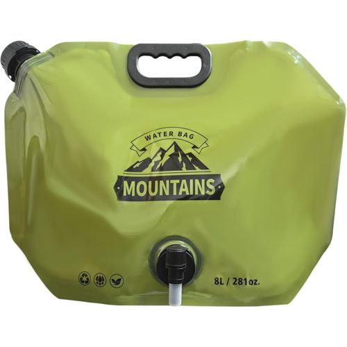 Prudance 2PCS Sac d Eau Pliable Leger 8L, Rangement d Eau Portable sans BPA avec Robinet Etanche pour Camping Randonnee Sac a Dos et Preparation d Urgence Vert