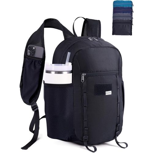 Sac a Dos Randonnee 15L Ultra leger avec Poches Poitrine et Bretelles Sternum, Sac Pliable pour Femmes Hommes