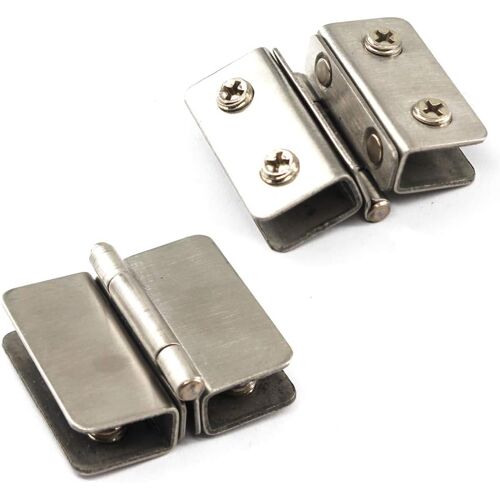 Kit de charnière de porte en verre à 180° en alliage de zinc avec double pince de serrage avec vis, verre adaptatif de 5 à 8 mm