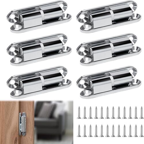 6 Pièces Charnières de Rénovation Porte 13 * 60mm Chambre Charnière à Visser pour Portes Paumelles de Rénovation Charnière de Porte Amovible avec 24 Vis pour Portes Intérieures à Visser