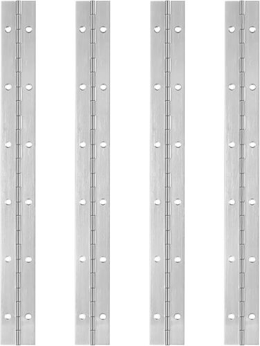4 pièces de charnières piano en acier inoxydable 30 cm, charnière piano avec 12 trous, charnière rabattable pour pianos, portes d'armoire, bateaux, avec vis/tournevis