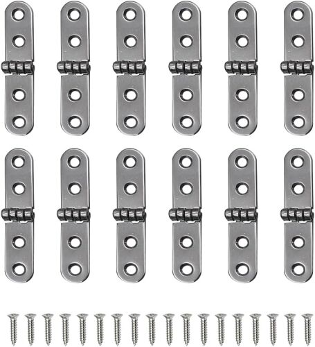 Charniere 12 Pièces avec 48 Vis de Charnière Charniere Porte, Charniere Porte Placard, pour Boîte en Bois, Boîte à Souvenirs, Boîte de Rangement, Coffre au Trésor, Armoires (Argent)