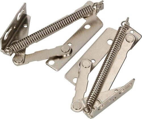 Lot de 2 ferrures à ressort pour meuble - Galvanisé - Argenté - 135 mm