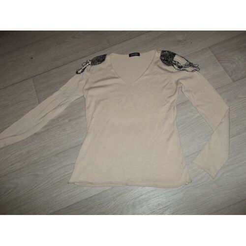 Pull Only & U Beige Épaules Perlées Taille S/M Tbe