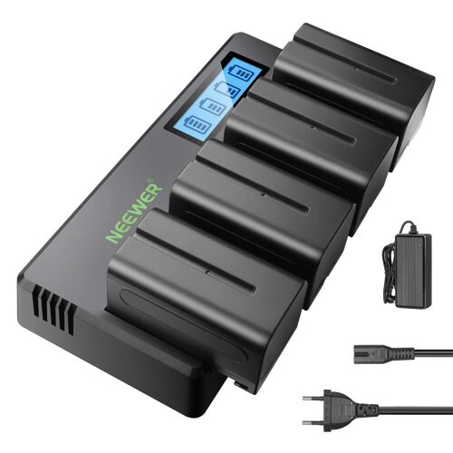 NEEWER 4 Packs NP-F750 Batteries de Rechange 7.4V 5600mAh,Compatible avec NP-F550/750/770/970 FM500H QM71D QM91D,Moniteur de Champ