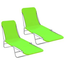 Prolenta Premium - Chaises Longues Pliables Lot De 2 Acier Et Tissu Vert