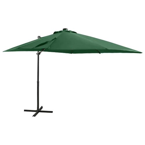 Prolenta Premium - Parasol De Jardin En Porte-À-Faux Et Mât Et Lumières Led Vert
