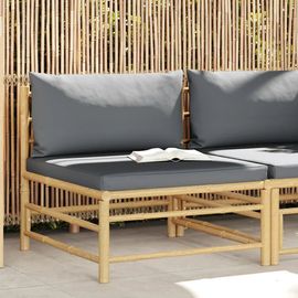 Prolenta Premium - Canapé De Milieu De Jardin Avec Coussins Gris Foncé Bambou