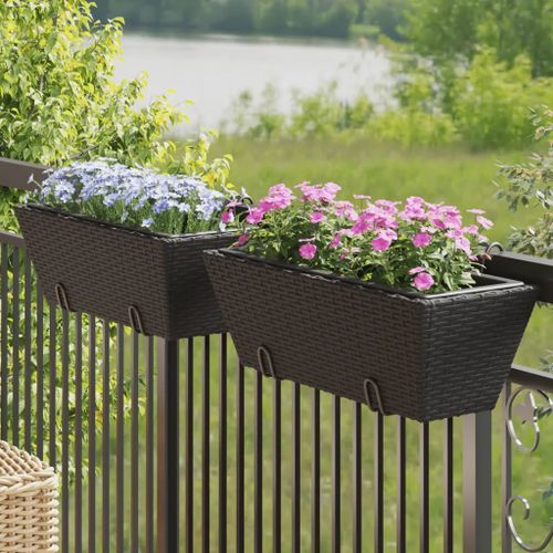 Prolenta Premium - Jardinières Avec Crochets 2 Pcs Noir Résine Tressée