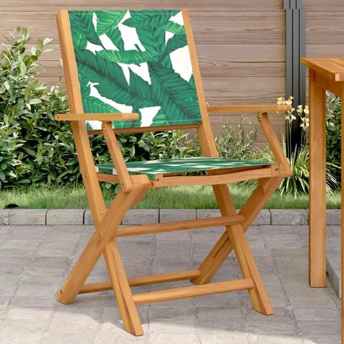Prolenta Premium - Chaises De Jardin Lot De 2 Motif De Feuilles Acacia Et Tissu