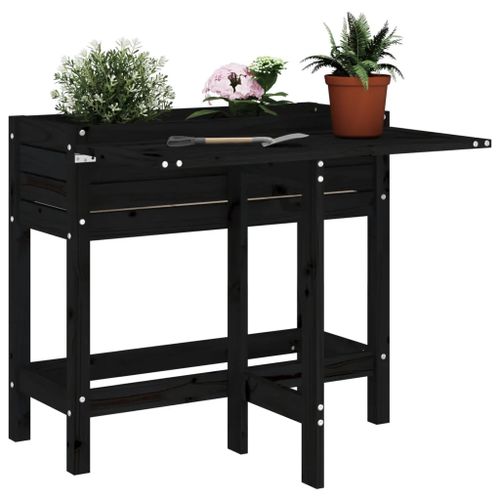 Prolenta Premium - Jardinière De Jardin Avec Dessus Pliable Noir Bois Pin Massif