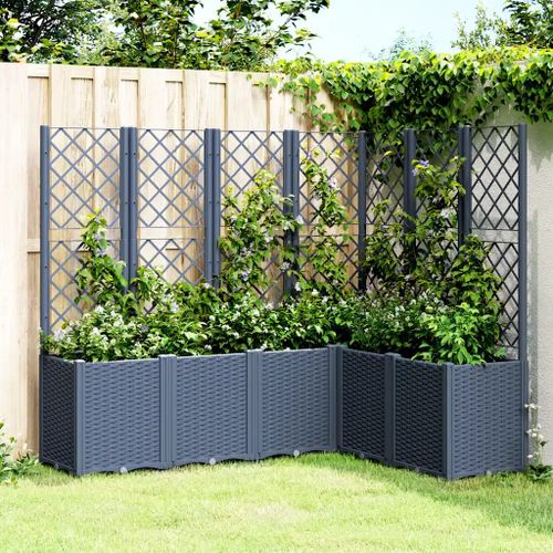 Prolenta Premium - Jardinière Avec Treillis Bleu Gris 160x120x140 Cm Pp