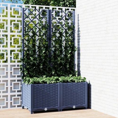 Prolenta Premium - Jardinière De Jardin Avec Treillis Bleu Gris 80x40x136 Cm Pp