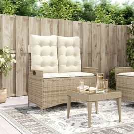 Prolenta Premium - Banc Inclinable De Jardin Avec Coussins Beige Résine Tressée