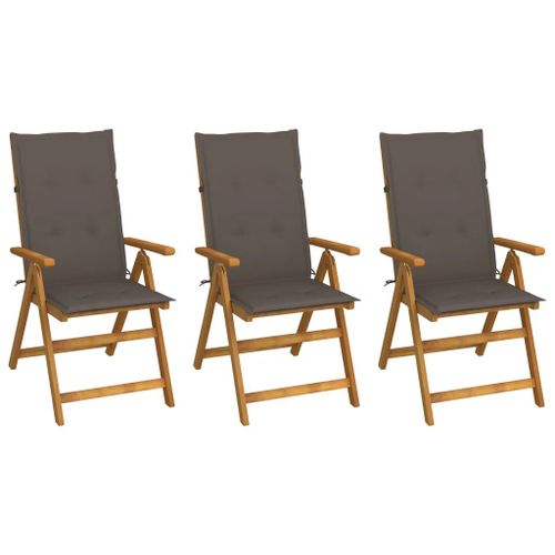 Prolenta Premium - Chaises Pliables De Jardin Lot De 3 Avec Coussins Bois D'acacia