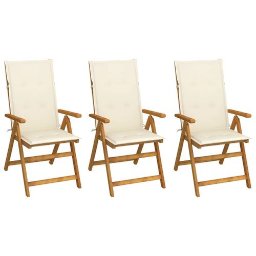 Prolenta Premium - Chaises Pliables De Jardin Lot De 3 Avec Coussins Bois D'acacia